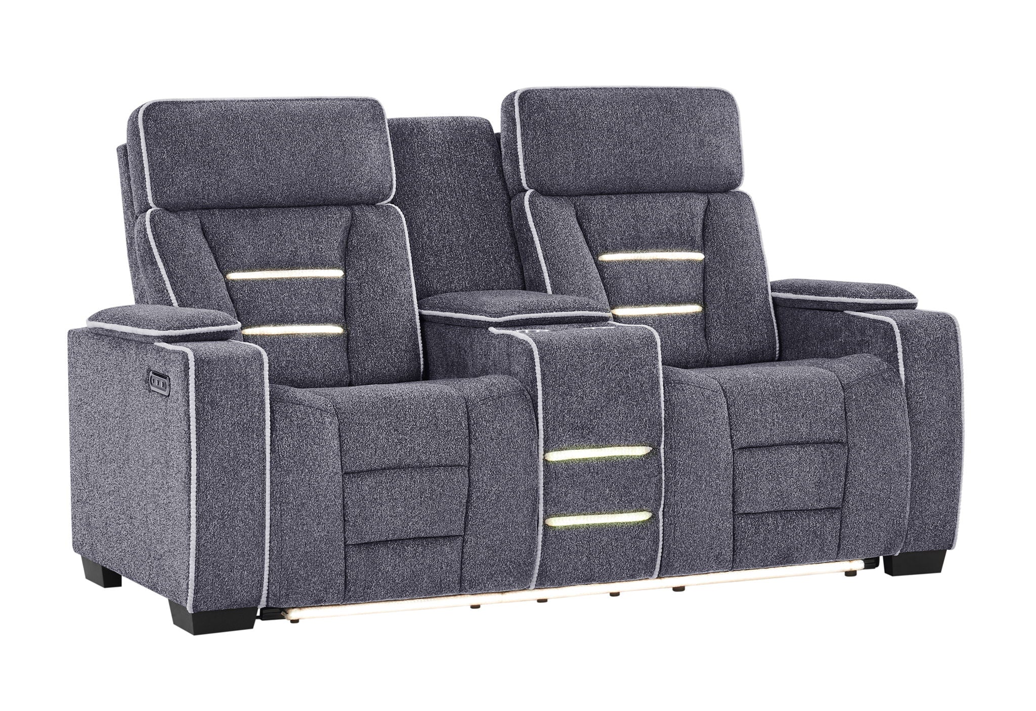 U1895 - P2 Console Reclining Loveseat With IS And LED - Dark Gray