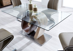 D4126 - Dining Table - Dark Brown / Oak / Silver