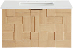 Leonardo - Engineered Stone And Solid Wood 24" Wall Mounted Bathroom Vanity