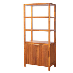 Modern Tall Storage Bookcase Cabinet With 2 Open Shelves & Double Doors