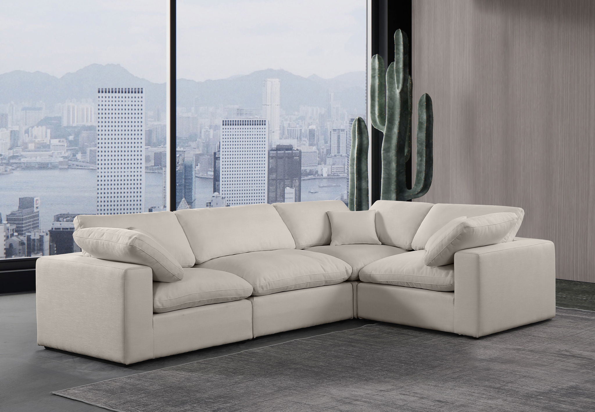 Comfy - 4 Piece Linen Fabric Modular Sectional