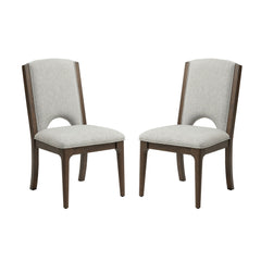 Athens - Upholstered Dining Chair (Set of 2) - Light Gray / Chocolate Brown