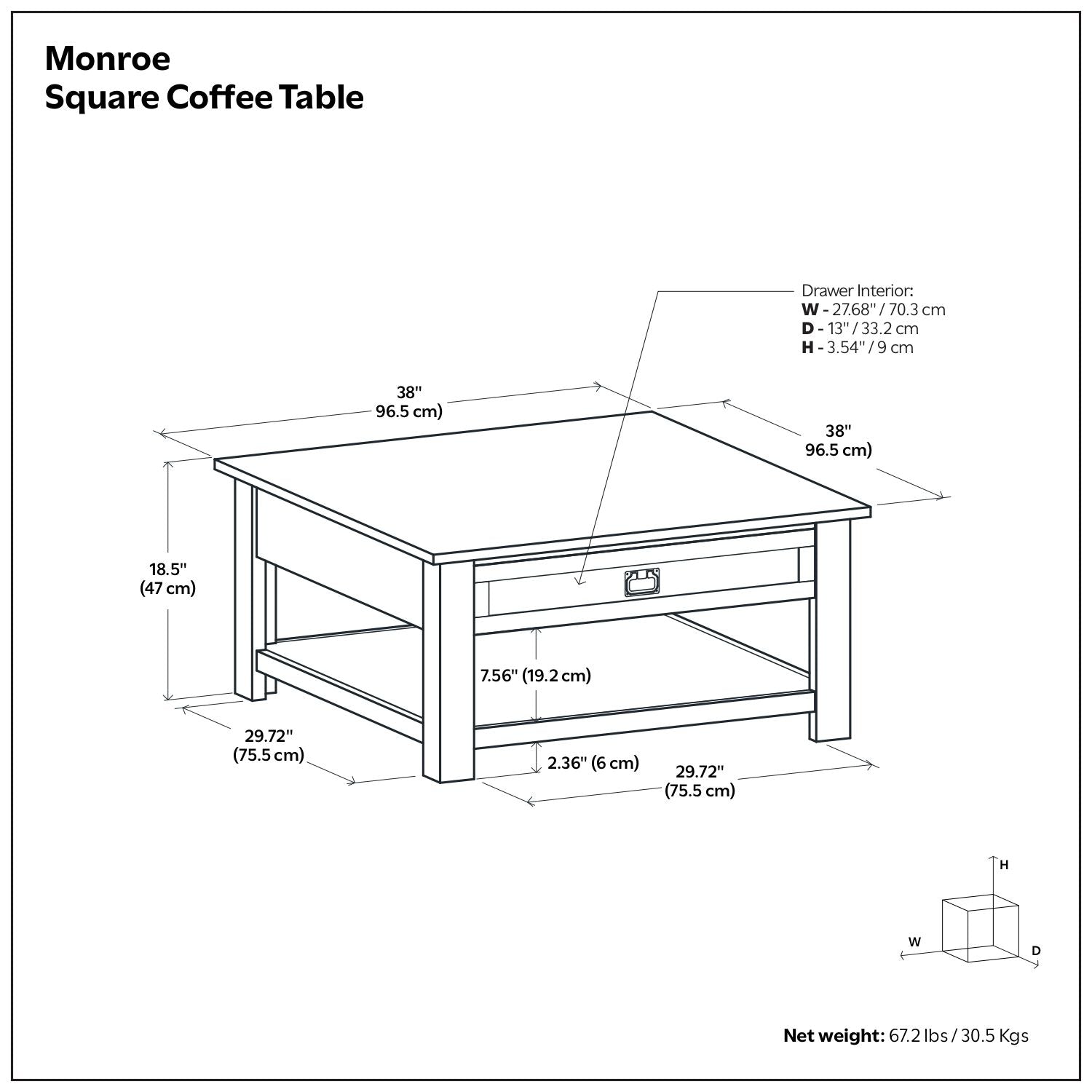 Monroe - Square Coffee Table - Dark Brown