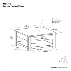 Monroe - Square Coffee Table - Dark Brown