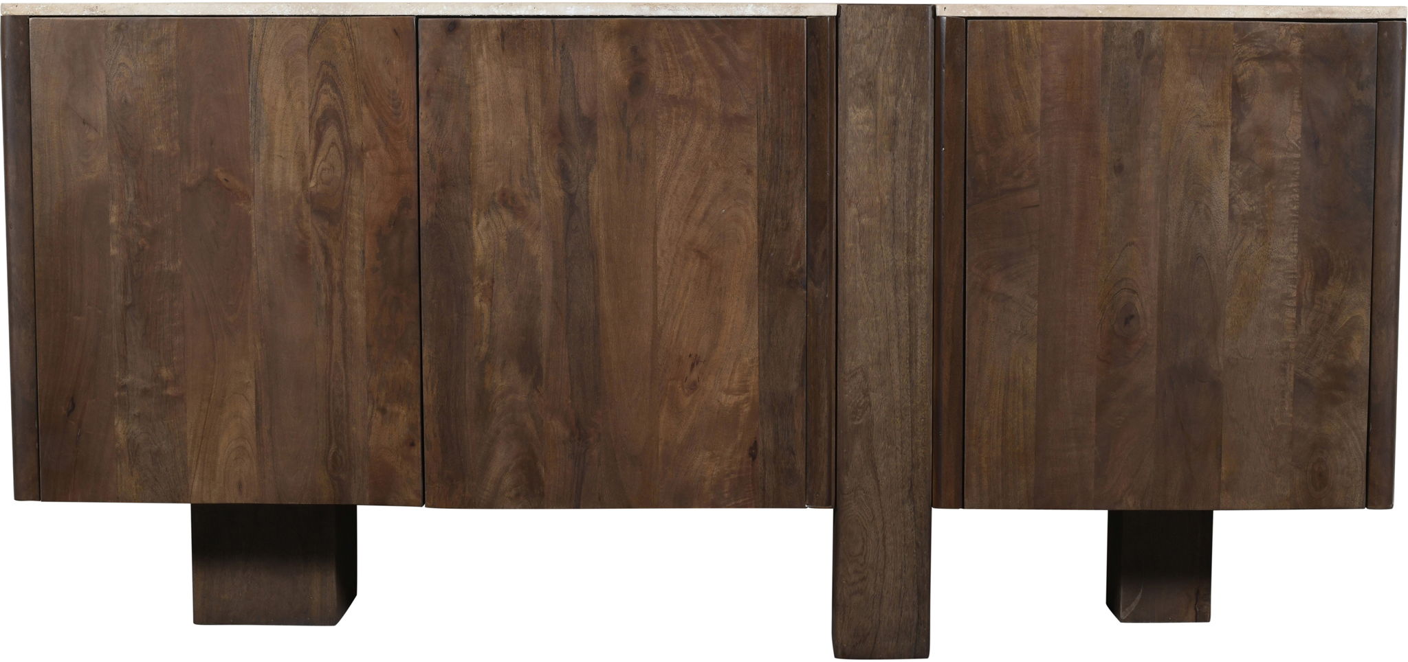Pietra - Travertine And Mango Wood Sideboard / Buffet - Brown / Beige
