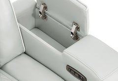 U8611 - Power Console Reclining Loveseat With Power Headrest, LED And Speaker - Silver