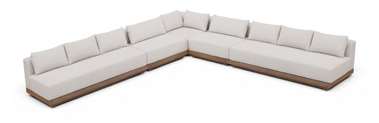 Solace - Olefin Fabric 5 Piece Outdoor Patio Modular Sectional