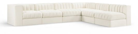 Rummi - Velvet Performance Fabric Upholstered 6 Piece Modular Sectional (With 3 Corner Chairs)