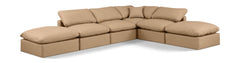 Indulge - Faux Leather 6 Piece Modular Armless Sectional - Tan