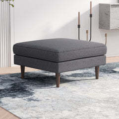 Amber - Square Upholstered Ottoman Linen