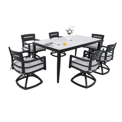 Modern Outdoor Patio Dining Set With Table And Chairs With Sunbrella Cushions