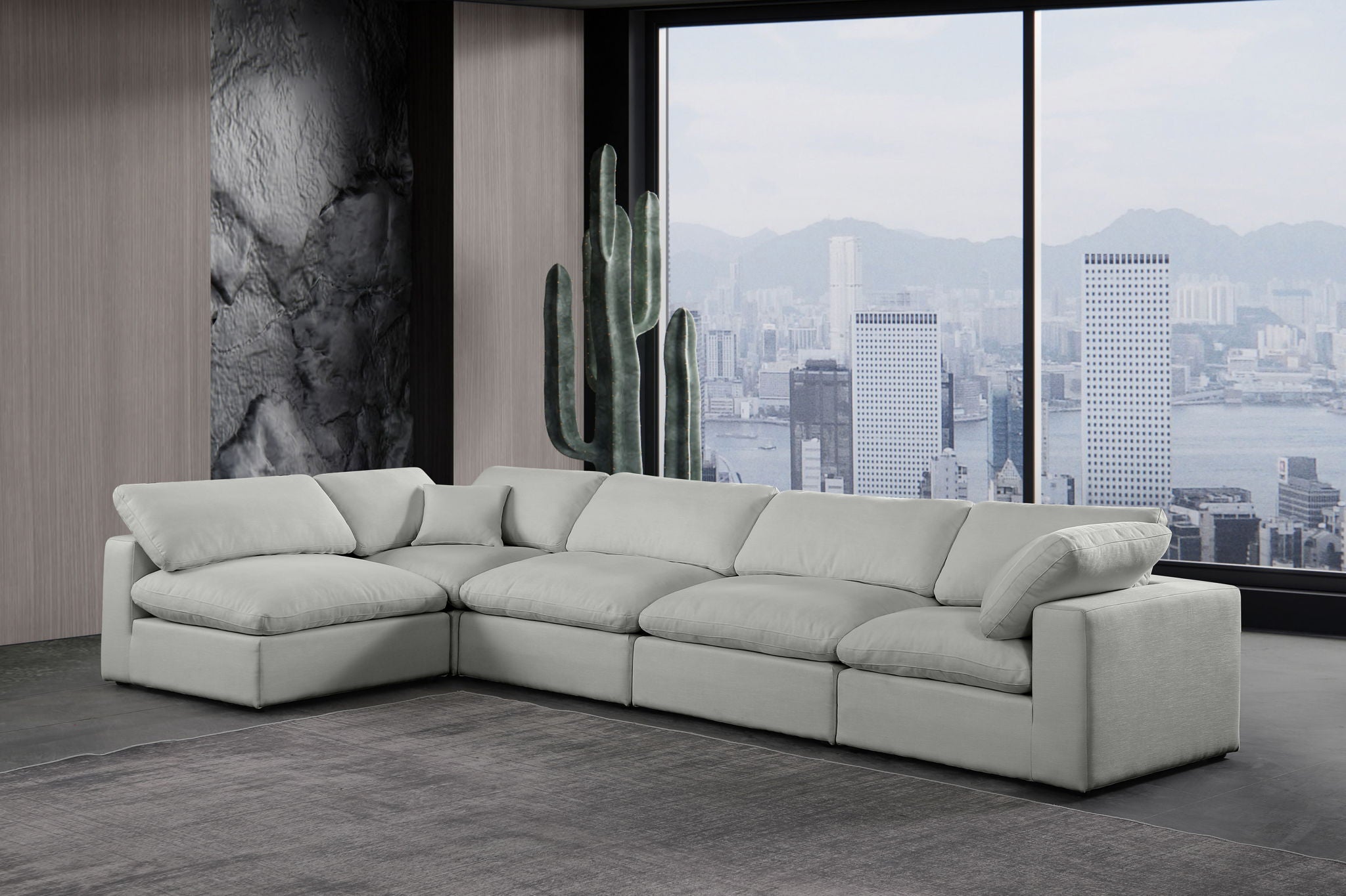 Comfy - 5 Piece Linen Modular Sectional