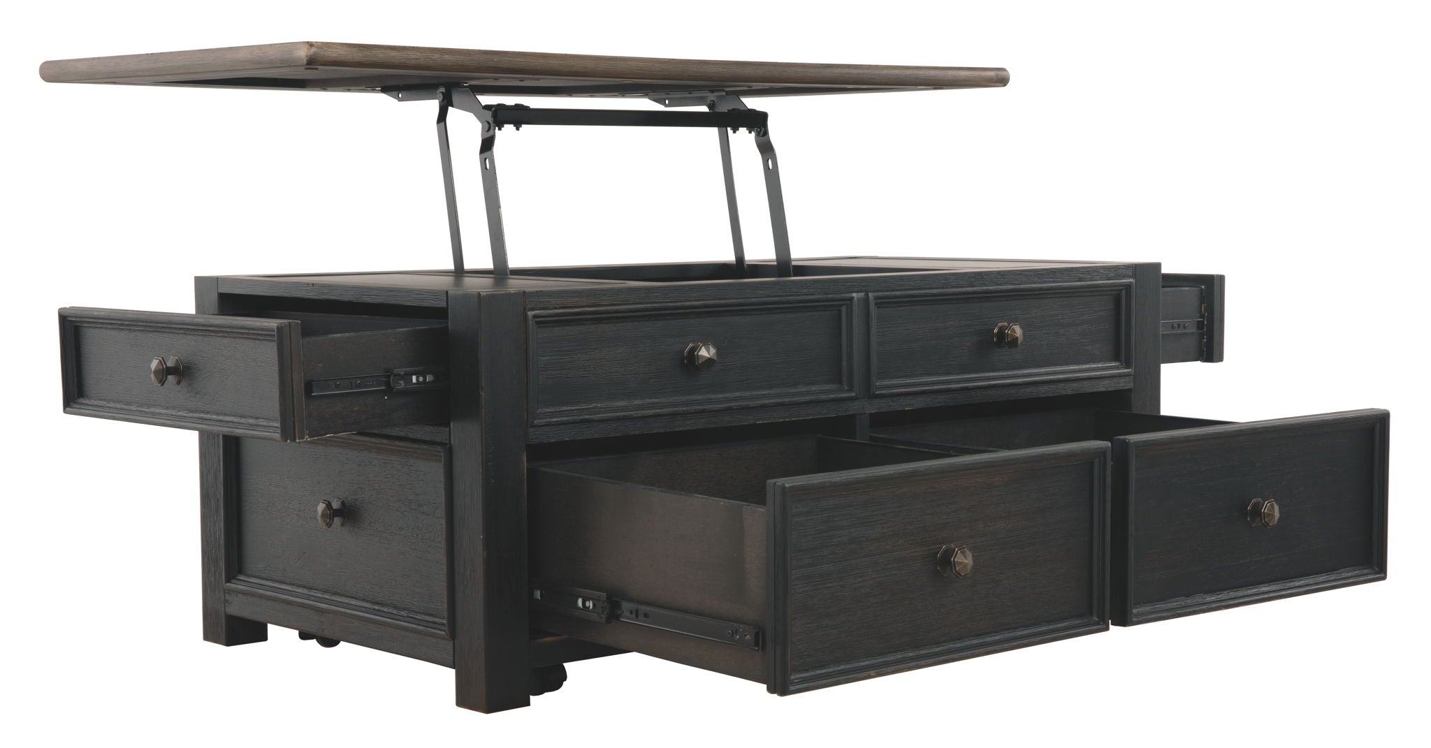 Tyler Creek - Grayish Brown / Black - Lift Top Cocktail Table