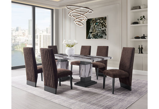 D12 - 9 Piece Dining Room Set (Dining Table And 8 Dining Chairs) - Black / Brown