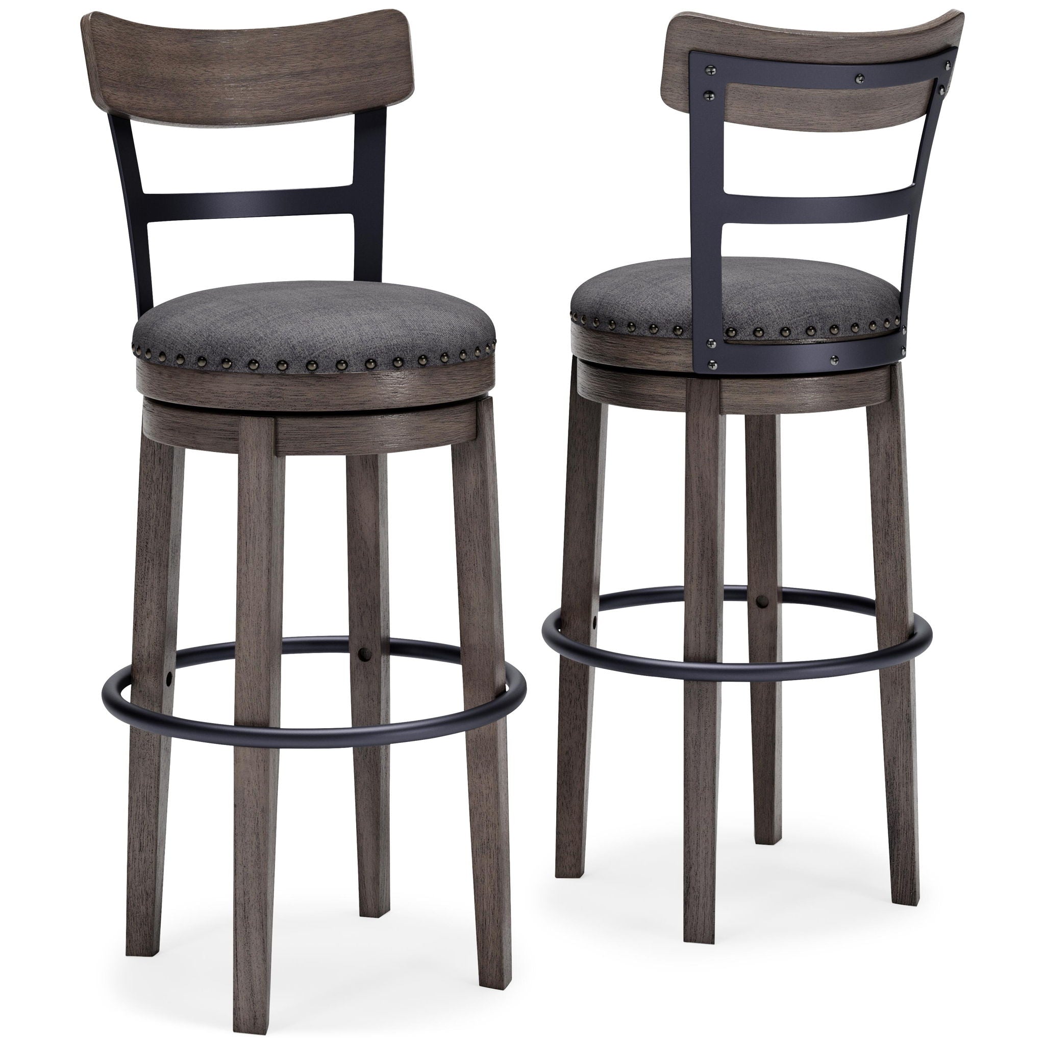 Caitbrook - Tall UPH Swivel Barstool - Gray