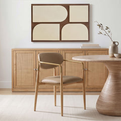 Ronda - Vegan Leather Upholstered Dining Arm Chair - Natural Legs