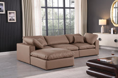Comfy - 4 Piece Faux Leather Modular Sectional With Chaise