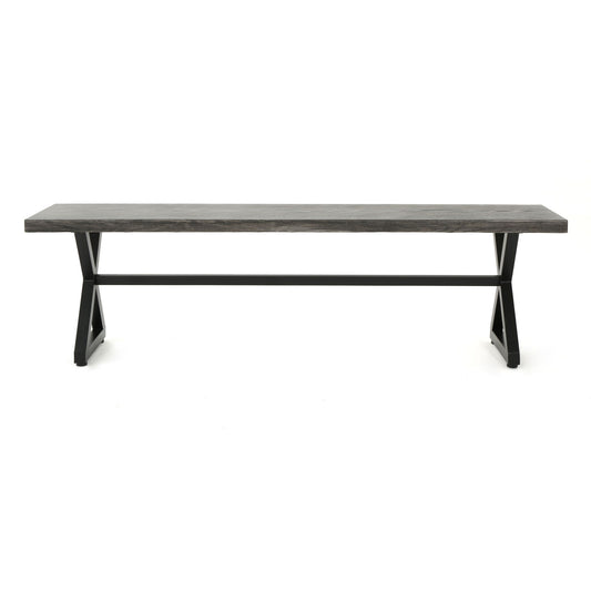 Modern Aluminum Outdoor Dining Bench With X Base