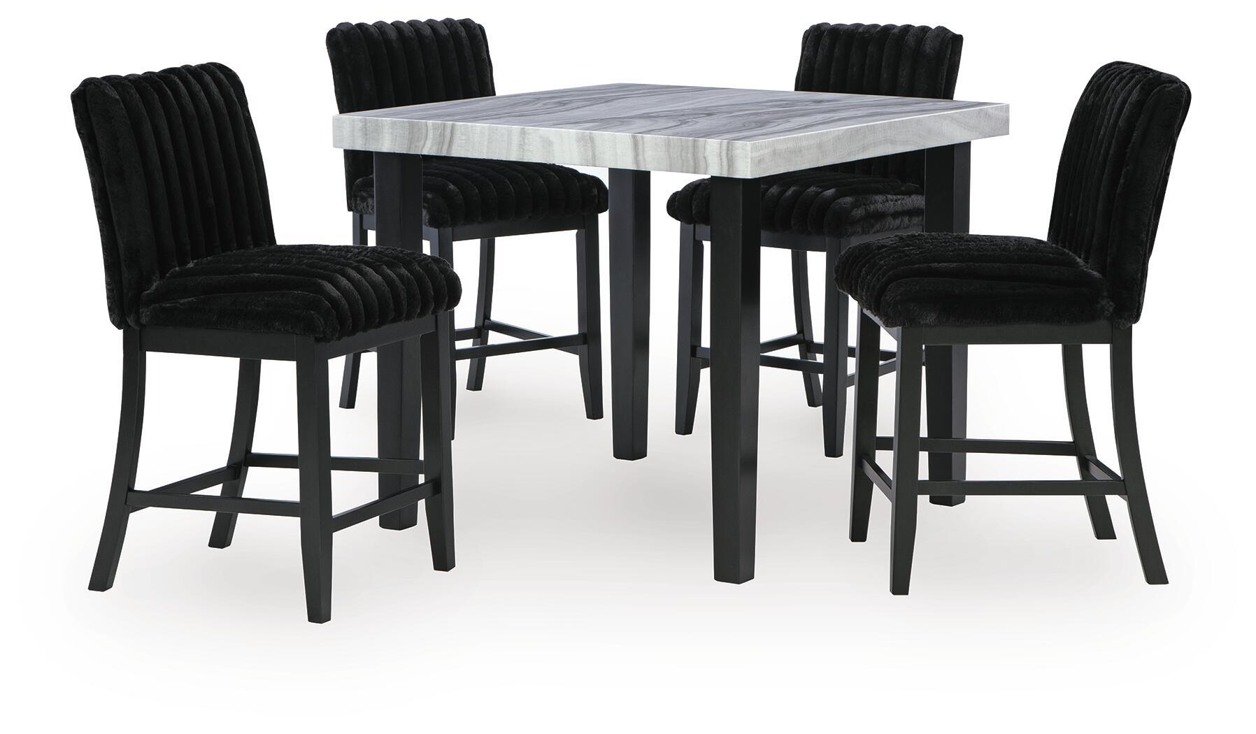 Mervannie - 5 Pc. - Counter Height Dining Table And 4 Barstools - Gray / Black