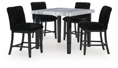 Mervannie - 5 Pc. - Counter Height Dining Table And 4 Barstools - Gray / Black