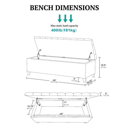 Shandra - Tufted Top Soft Close Storage Bench