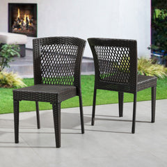 Outdoor Dining Chairs, Stackable Chairs With UV Resistant Frame (Set of 2) - Brown Multi