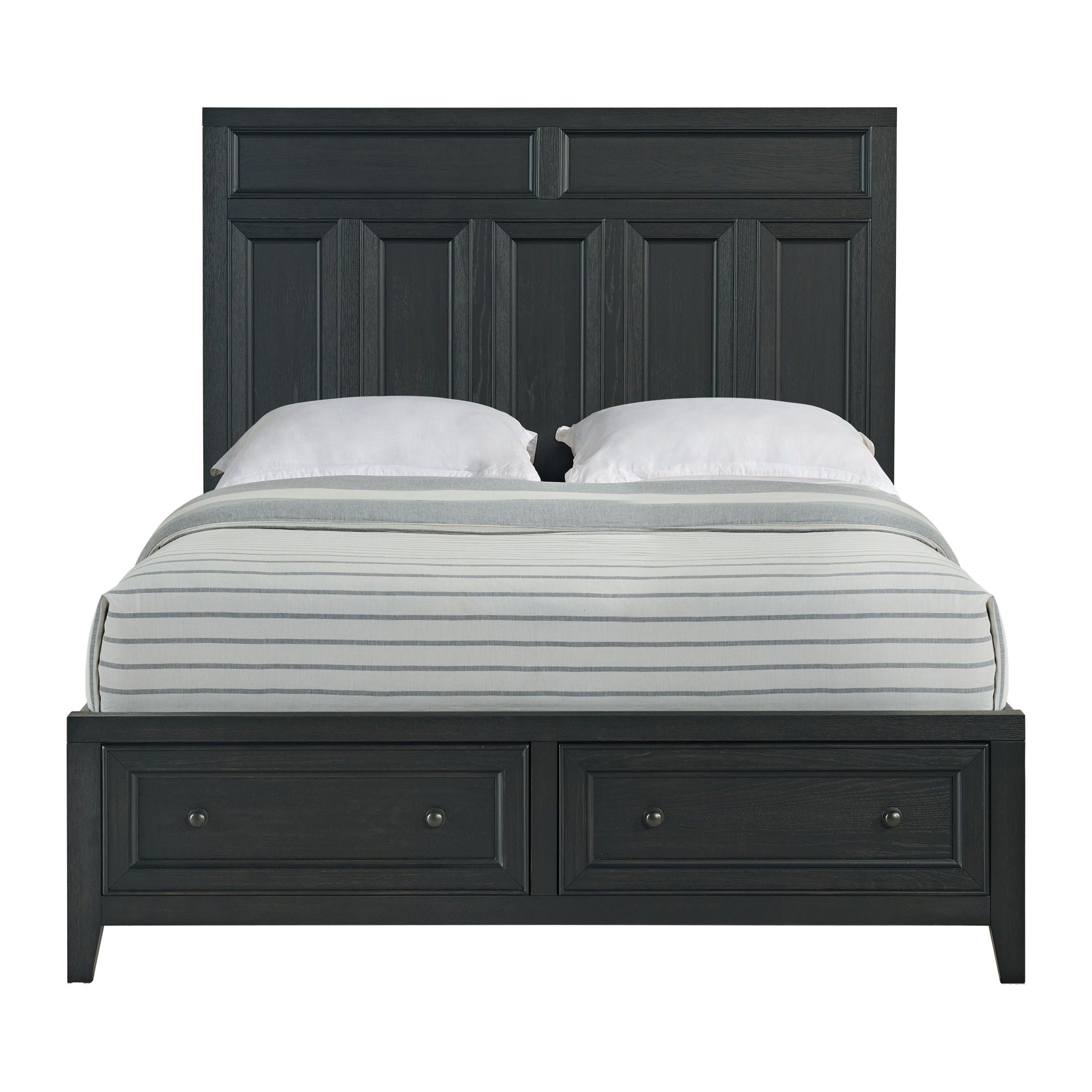Storage Bed With Panel Headboard And Spacious Footboard Drawers