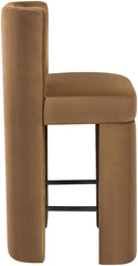 Zuno - Velvet Performance Fabric Upholstered Counter Stool (Set of 2) - Saddle