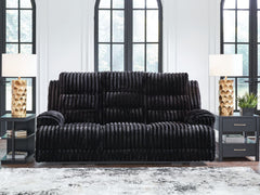 Rhine Falls - Onyx - Reclining Power Sofa With Drop Down Table
