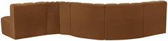 Arc - Velvet 6 Piece Curved Modular Sofa - Saddle