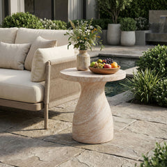 Outdoor / Indoor Travertine Side Table Lightweight