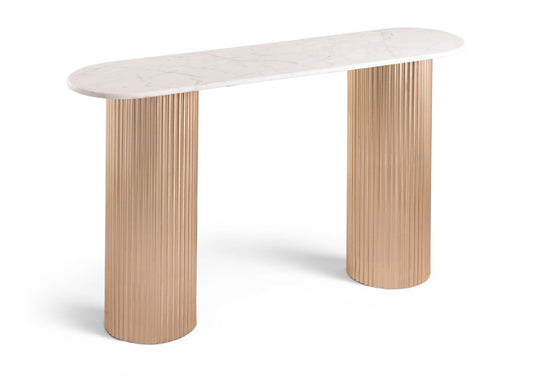 Cindra - Genuine Marble Top And Iron Base Console Table