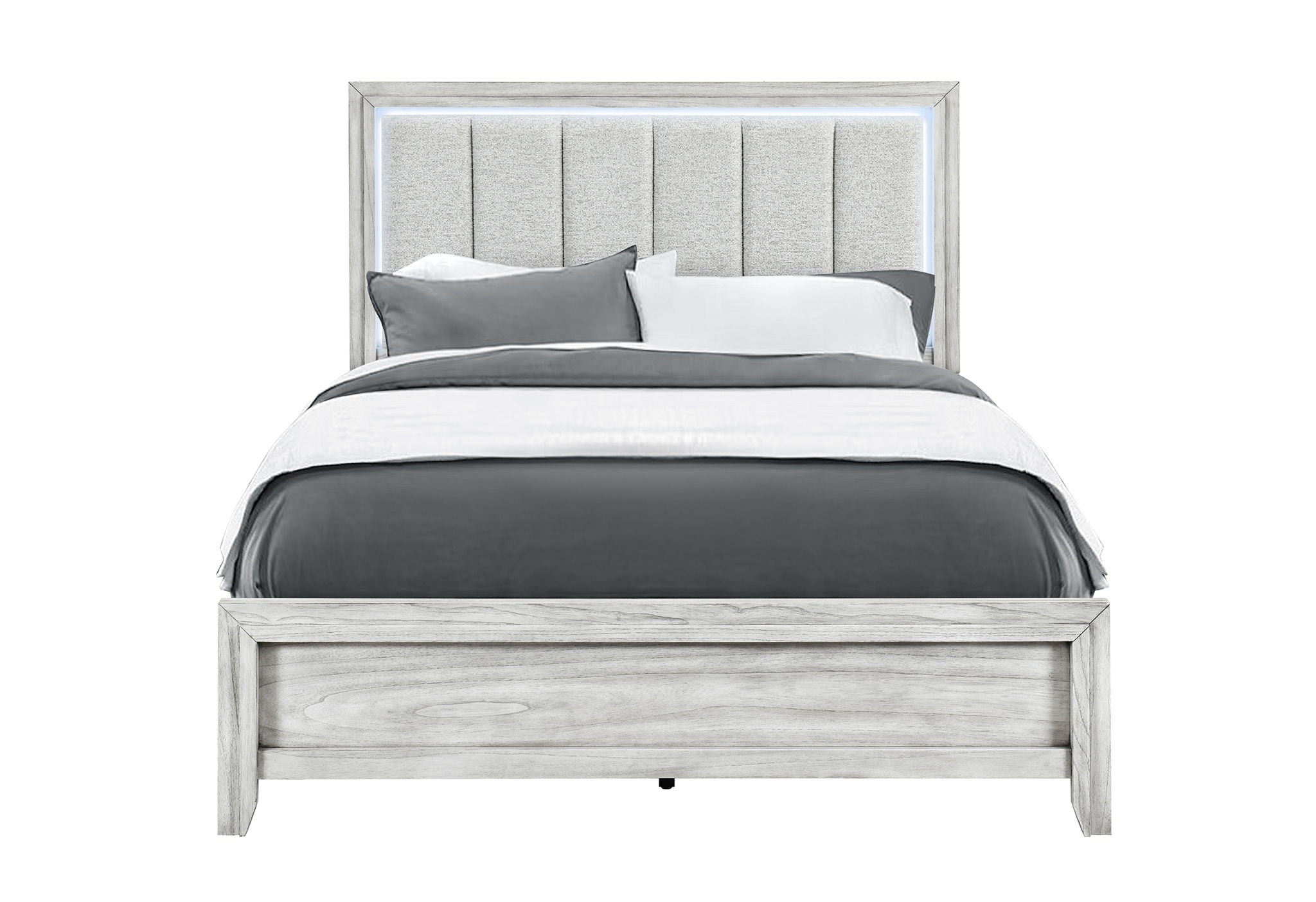 Elsie - Queen Bed With LED - Light Gray
