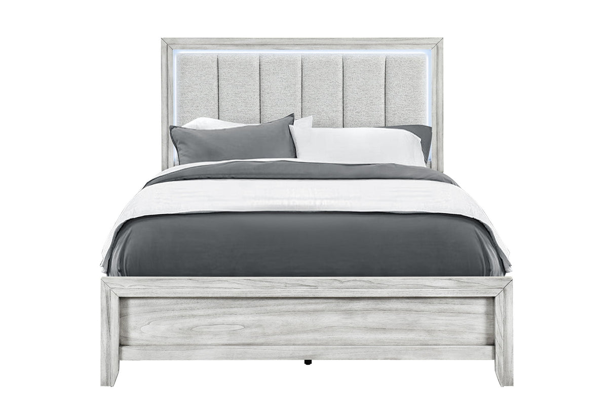 Elsie - Queen Bed With LED - Light Gray