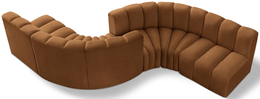 Arc - Velvet 6 Piece Modular Sofa - Saddle