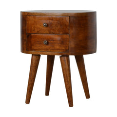 Rounded Bedside Table - Chestnut