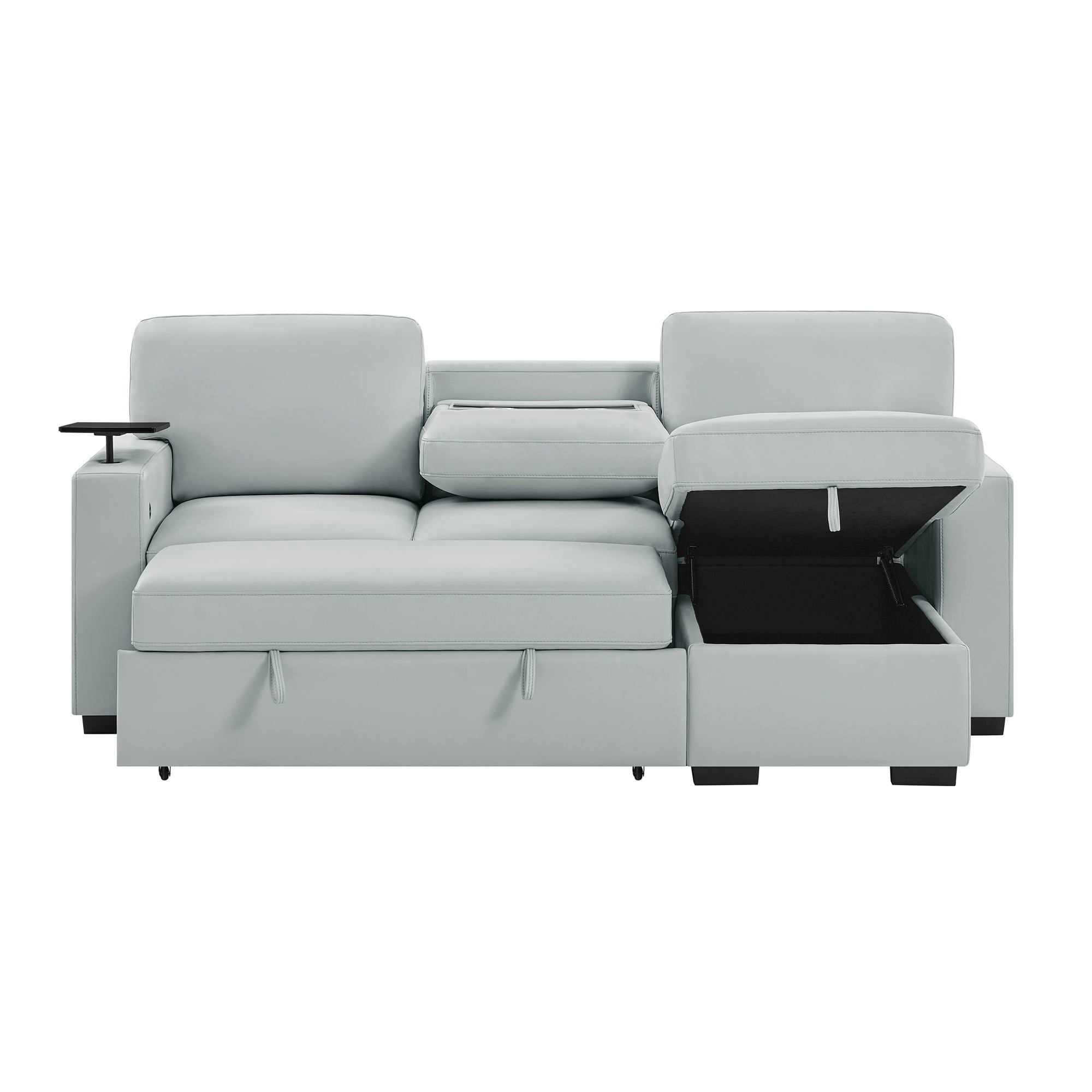 U0212 - Reversible Sofa Bed Loveseat With Pop-Up Sleeper With Drop Down Table - Silver