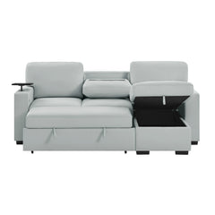 U0212 - Reversible Sofa Bed Loveseat With Pop-Up Sleeper With Drop Down Table - Silver
