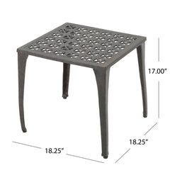 Lunaire - Outdoor Square Cast Aluminum Side Table With Lattice Top And Curved Legs - Bronze