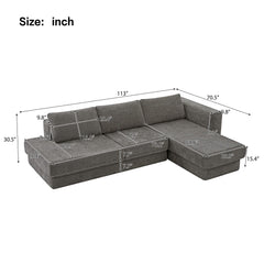 L-Shaped Modular Sofa With Double Layer Cushion