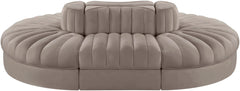 Rummi - Oval Velvet Performance Fabric Upholstered 6 Piece Modular Sectional