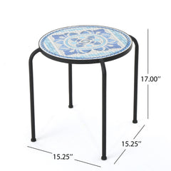 Skye - End Table - White / Blue