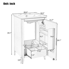 Modern Bathroom Vanity With Sink, Functional Drawer, Soft- Closing Door