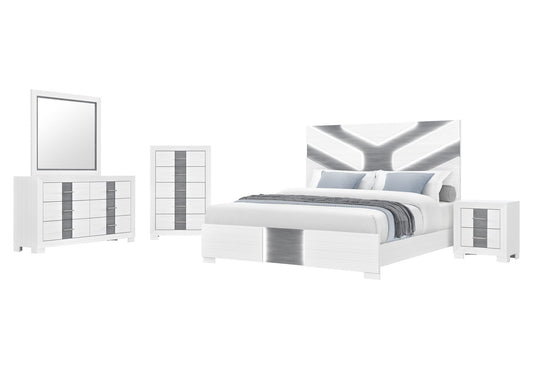 Optimus - 5 Piece Queen Bedroom Set - White