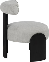 Calder - Linen Textured Fabric Upholstered Accent Chair - Painted Black Base