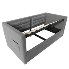 Upholstered Hydraulic Storage Daybed With USB & Type C Charging