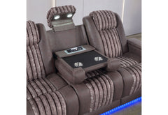 U8000 - 3 Piece Living Room Set (Power Console Reclining Loveseat, Power Reclining Sofa, Power Recliner With Power Headrest) - Brown