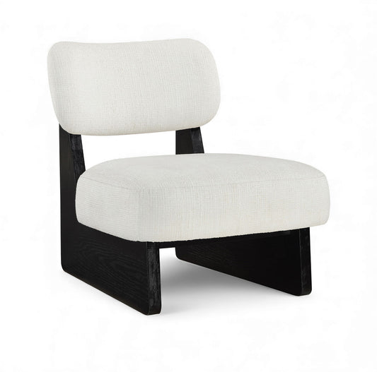Vetra - Linen Textured Fabric Upholstered Accent Chair With Black Base