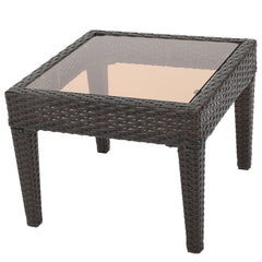 Nebulosity - Outdoor Accent Table With Square Glass Top - Brown Multi