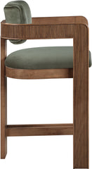 Sacha - Velvet Stool With Brown Base